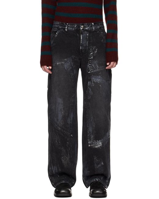 ANDERSSON BELL Black Coated Jeans for men
