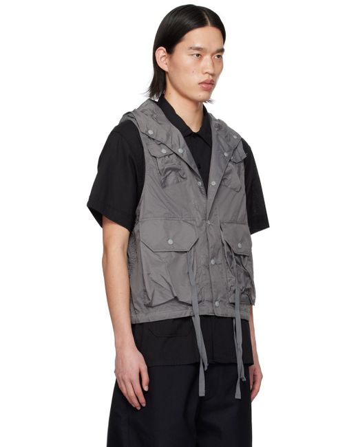 Engineered Garments Black Hooded Vest for men