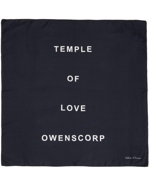 Rick Owens Blue Temple Printed Scarf for men