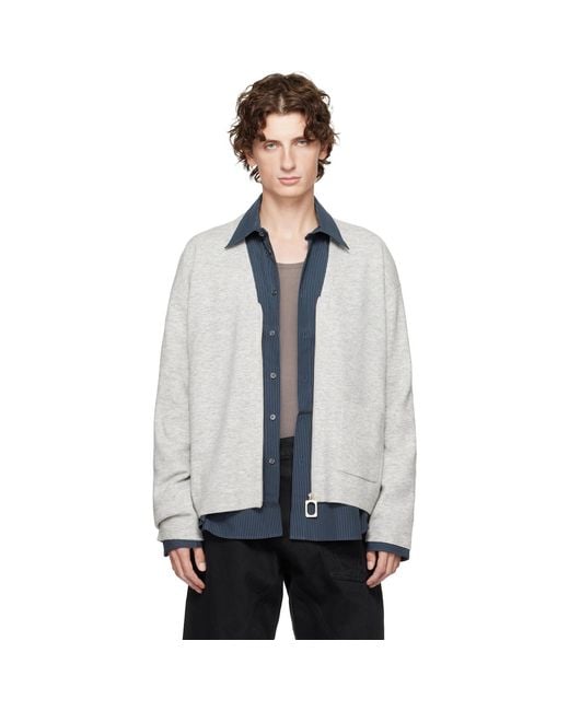 J.W. Anderson Gray V-Neck Zip-Up Cardigan for men