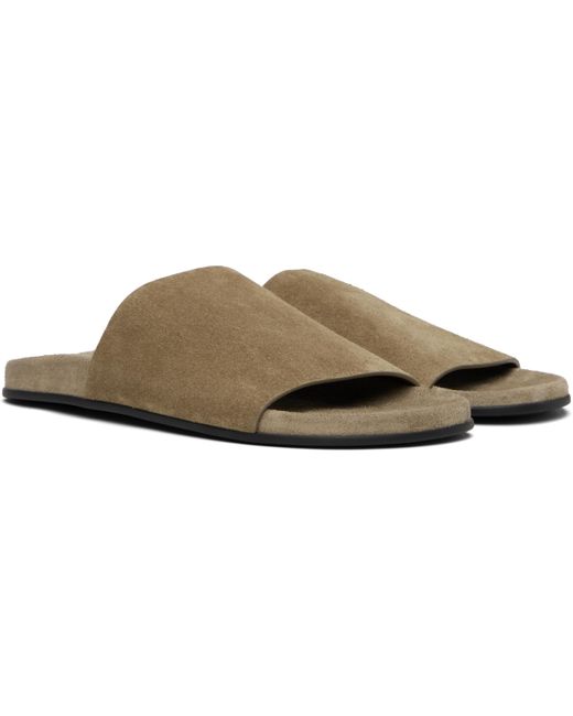 The Row Black Taupe Hugh Slide Sandals