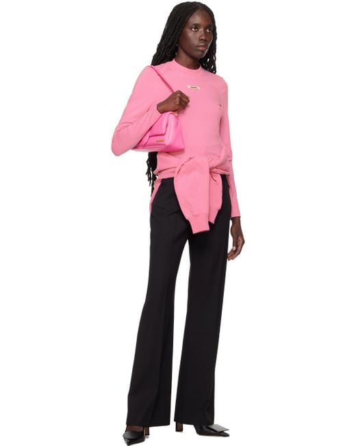 Jacquemus Les Classiquesコレクション Le T-shirt Gros Grain Manches Longues 長袖tシャツ Pink