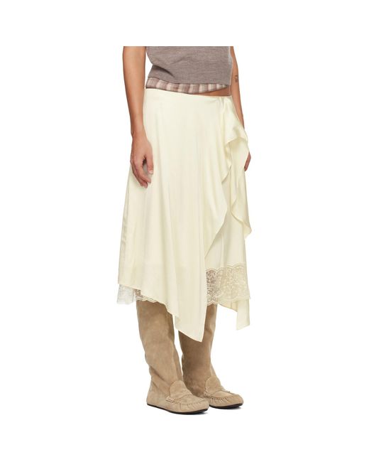 Acne Natural Off- Layered Satin Midi Skirt