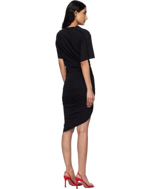 Mugler Black Draped Pierced Day Minidress