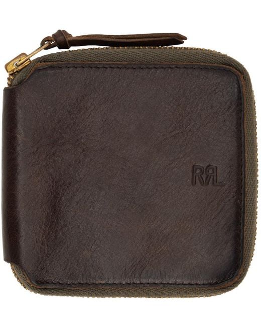 RRL Brown Leather Zip Wallet for men
