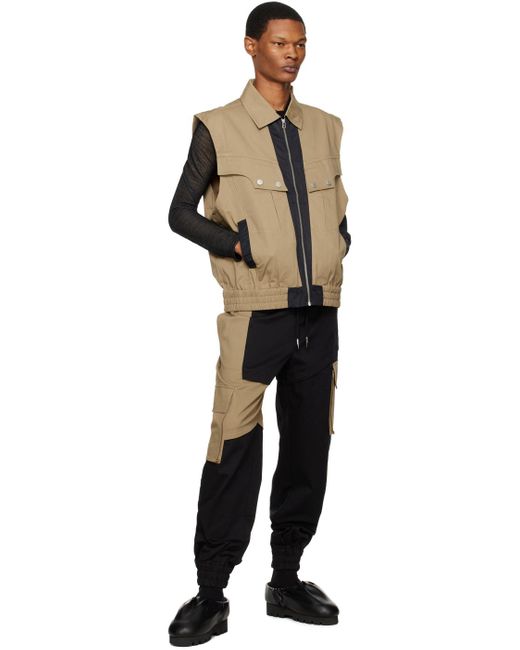 Feng Chen Wang Black Paneled Cargo Vest for men