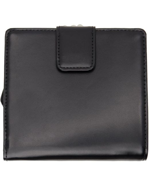 Y's Yohji Yamamoto Black Glossy Smooth Leather Clasp Wallet