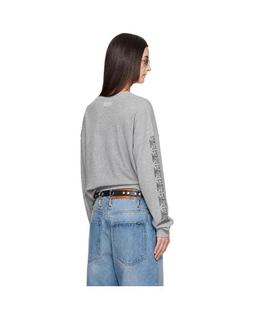 Vetements Gray Big Biker Cross Waffle Longsleeve T-Shirt