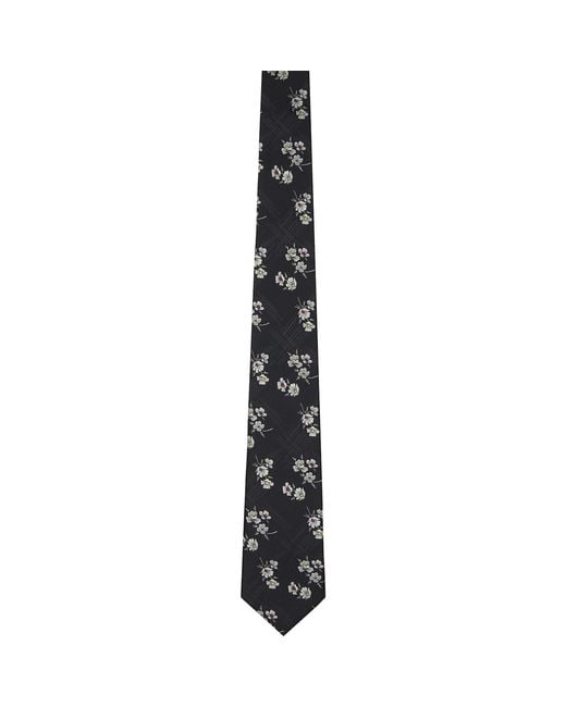 Yohji Yamamoto Black Flower Plaid Jq Derby Tie for men