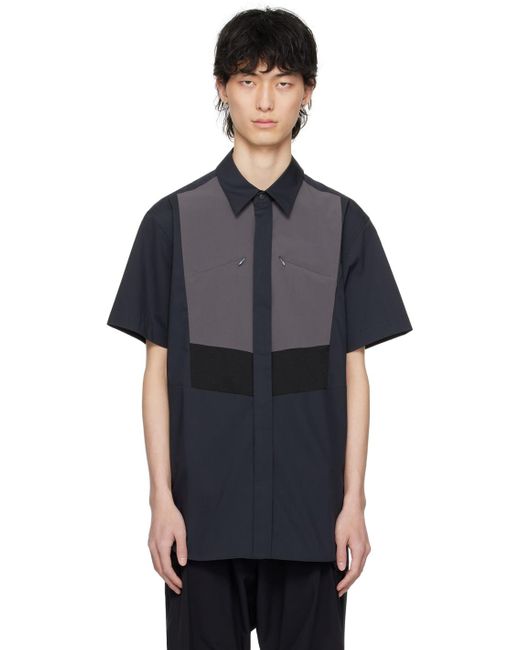 Fumito Ganryu Black Kinetic Bosom Shirt for men
