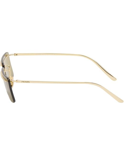 Prada Black Rimless Metal Rectangle Sunglasses