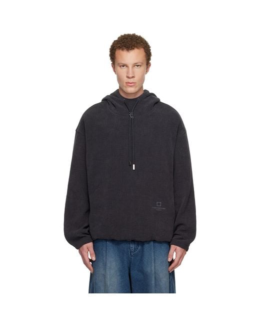 Wooyoungmi Blue Ribbed Hoodie for men