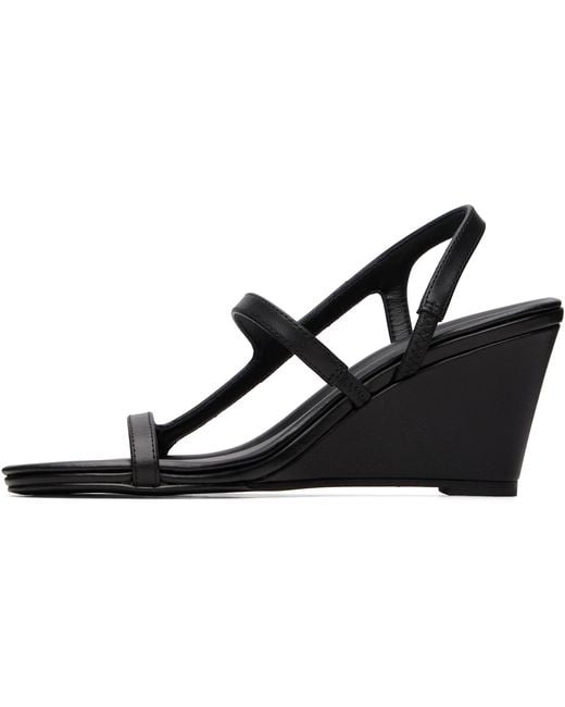 St. Agni Black High Wedge Heeled Sandals