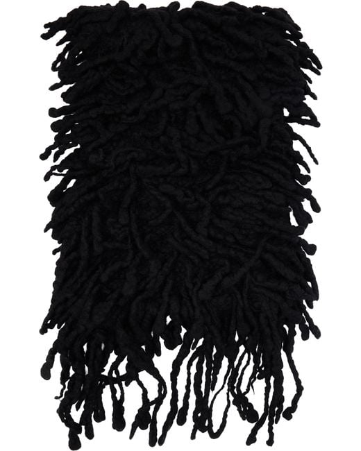Ann Demeulemeester Black Sanra Fringed Stole Scarf