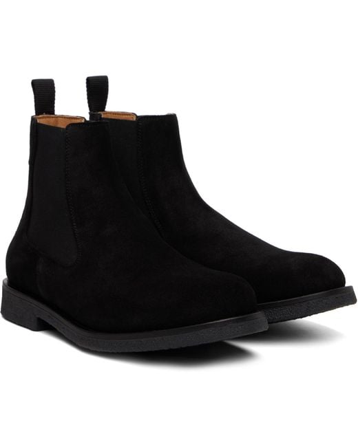 Boss Black Suede Signature-Stripe Stitching Chelsea Boots for men