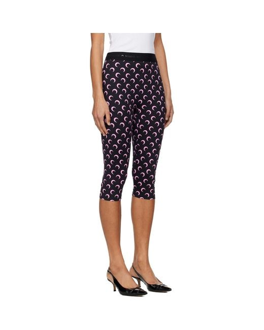 MARINE SERRE Black Recycled Moon Jersey Capri Leggings