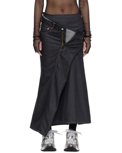 Junya Watanabe Black Indigo Levi's Edition Denim Midi Skirt