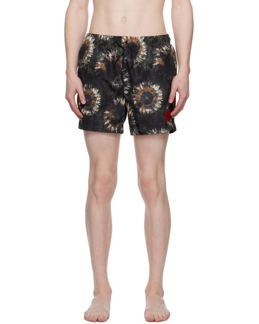 HUGO Black Printed Swim Shorts for men