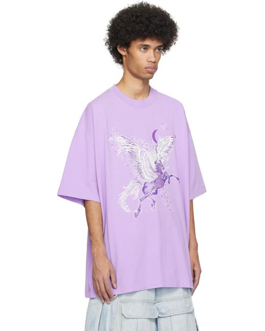 メンズ Vetements パープル Flying Unicorn Tシャツ Purple