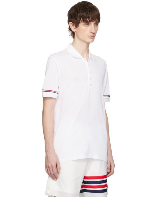 Thom Browne White Patch Polo for men