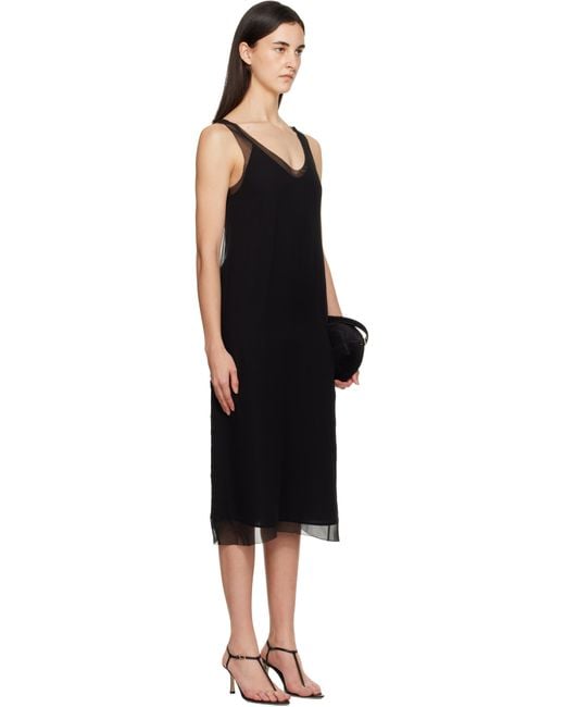 Totême  Black Chiffon Slip Midi Dress