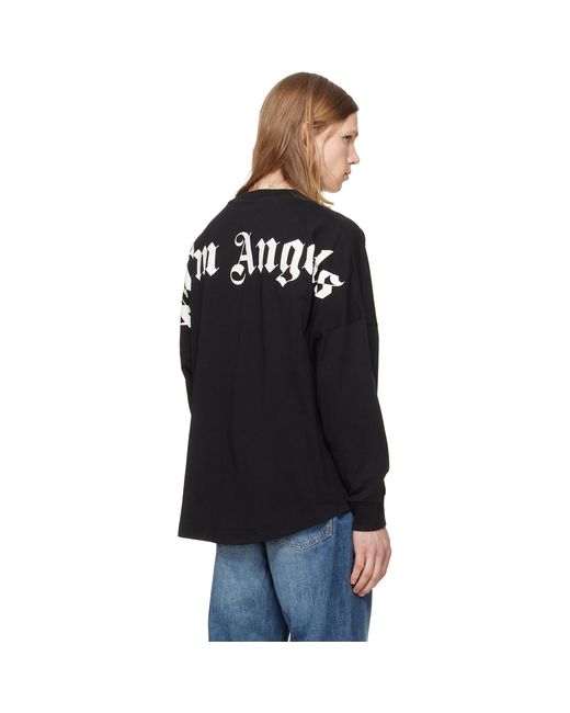 Palm Angels Black Classic Logo Long-Sleeved Over T-Shirt for men