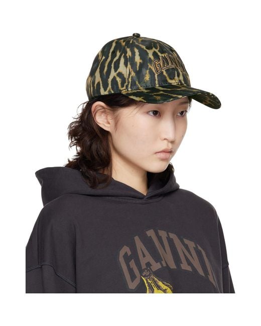 Ganni Black Printed Nylon Cap