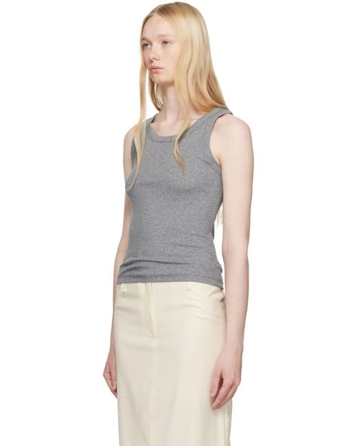 AYA MUSE グレー High Neck リブタンクトップ Black