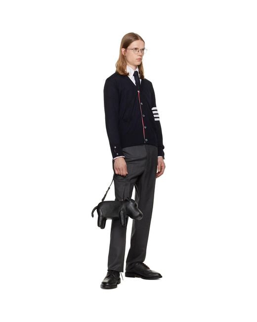 Thom Browne Black Merino Wool 4-Bar Classic Cardigan for men