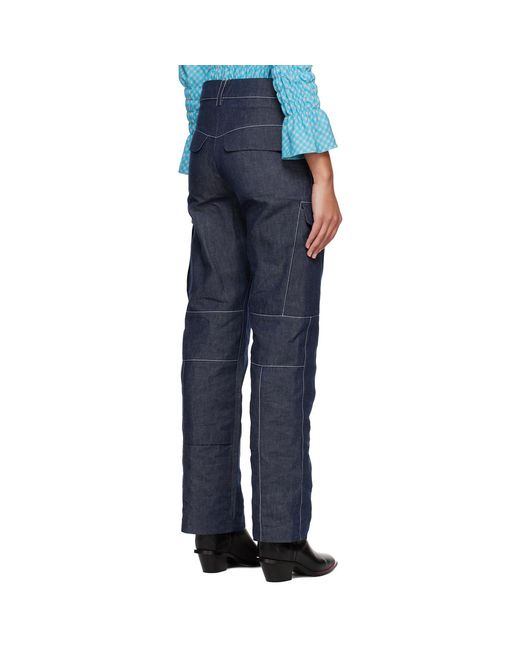 Paria Farzaneh Blue Contrast Stitch Jeans
