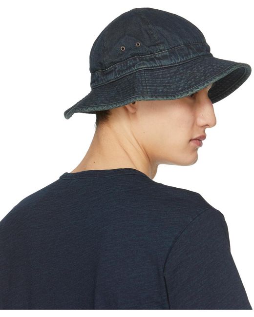 RRL Cotton Indigo Daisy Mae Bucket Hat 