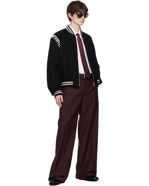 メンズ Alexander McQueen ブラック フェルト ブランケットステッチ ボンバージャケット Black