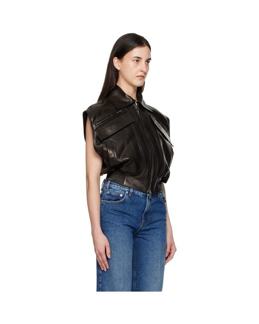 Versace Black Embossed-Logo Leather Vest