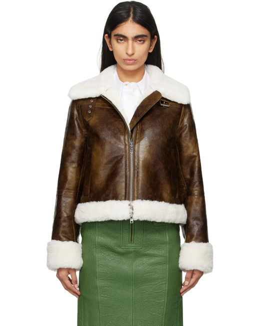 Stand Studio Green Off- Lorelle Faux-Shearling Jacket