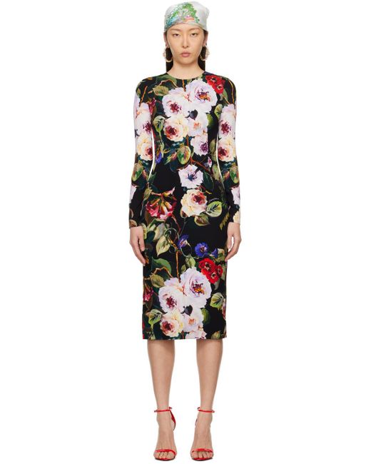Dolce & Gabbana Dolce&gabbana Black Floral Midi Dress