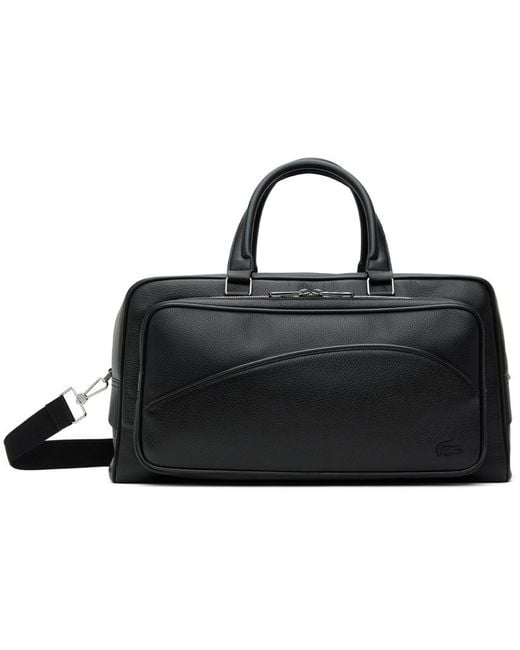 Lacoste Black Angy Leather Duffle Bag for men