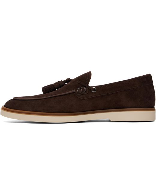Boss Brown Suede Tassel Trim Loafers for men
