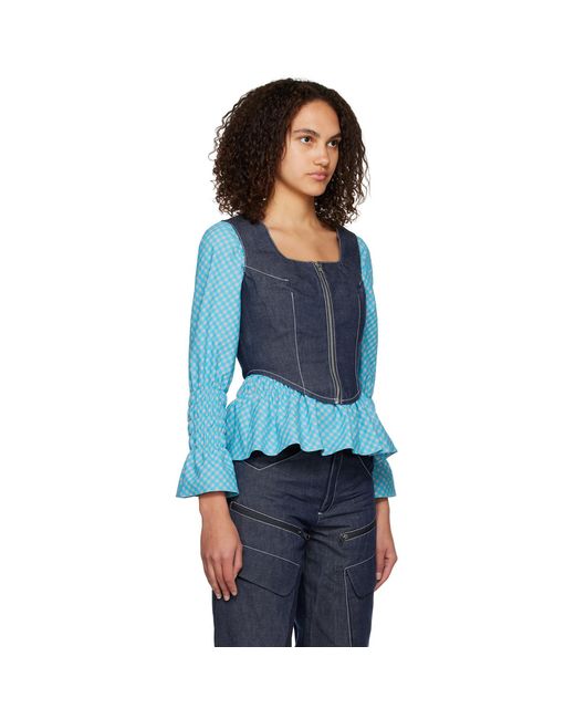 Paria Farzaneh Blue Zip Corset