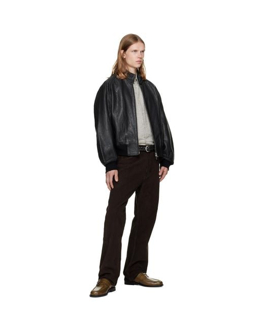 Studio Nicholson Black Over Leather Jacket for men