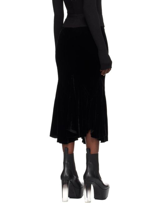 Rick Owens Black Divine Bias Midi Skirt