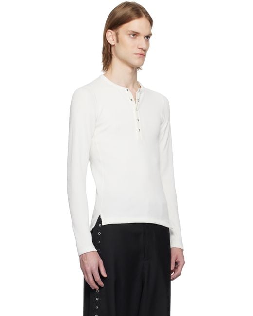メンズ Karmuel Young ホワイト セカンドスキン ヘンリーネック Tシャツ White