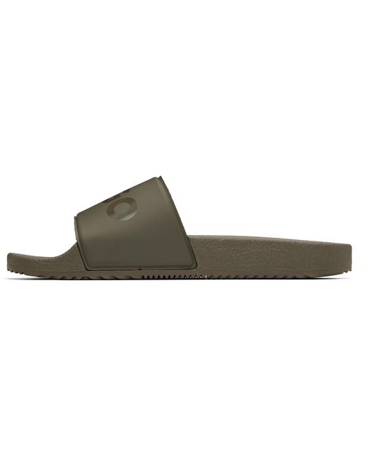 HUGO Black Khaki Tonal Logo Slides for men