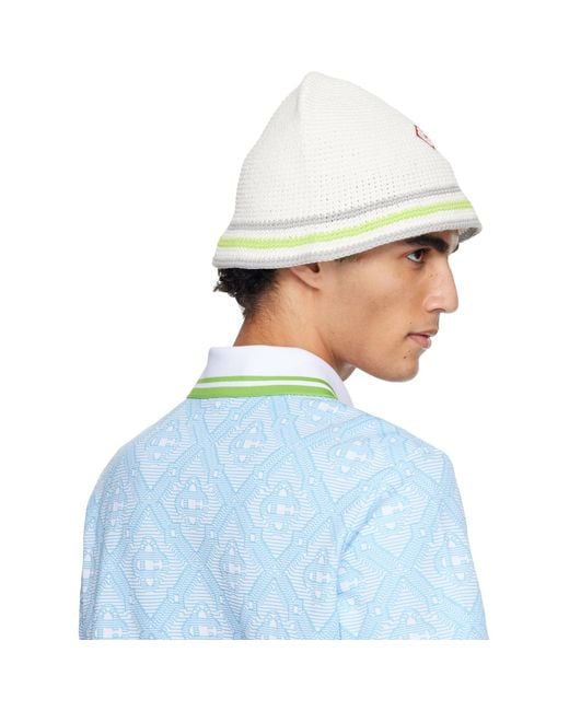 Casablanca Blue Stripe Crochet Bucket Hat for men