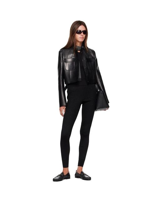 Tom Ford Black Compact Mixed Rib Micro Sequins Leggings