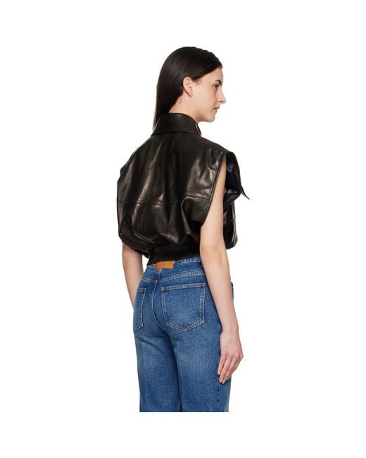 Versace Black Embossed-Logo Leather Vest