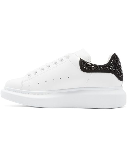 Alexander McQueen White & Black Glitter Oversized Sneakers | Lyst