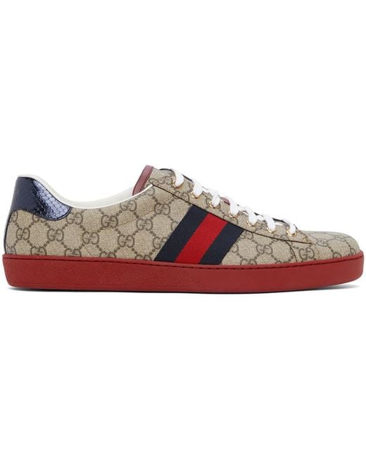 Gucci Canvas Beige gg Supreme New Ace Sneakers in Black for Men | Lyst