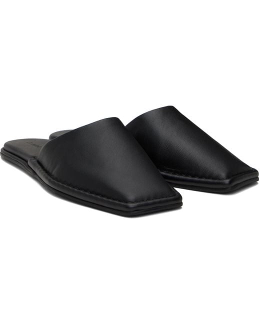 St. Agni Black Soft Square Toe Slippers