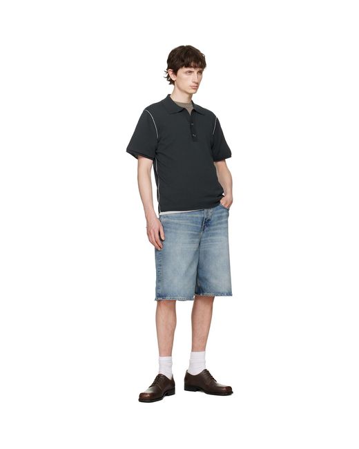 Won Hundred Black Jonas Two Layer Knit Polo for men