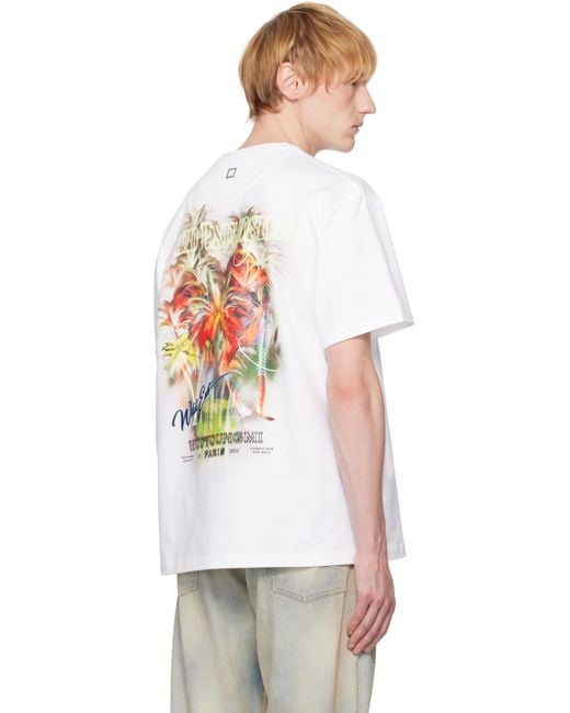 メンズ WOOYOUNGMI ホワイト Palm Tree グラフィックTシャツ